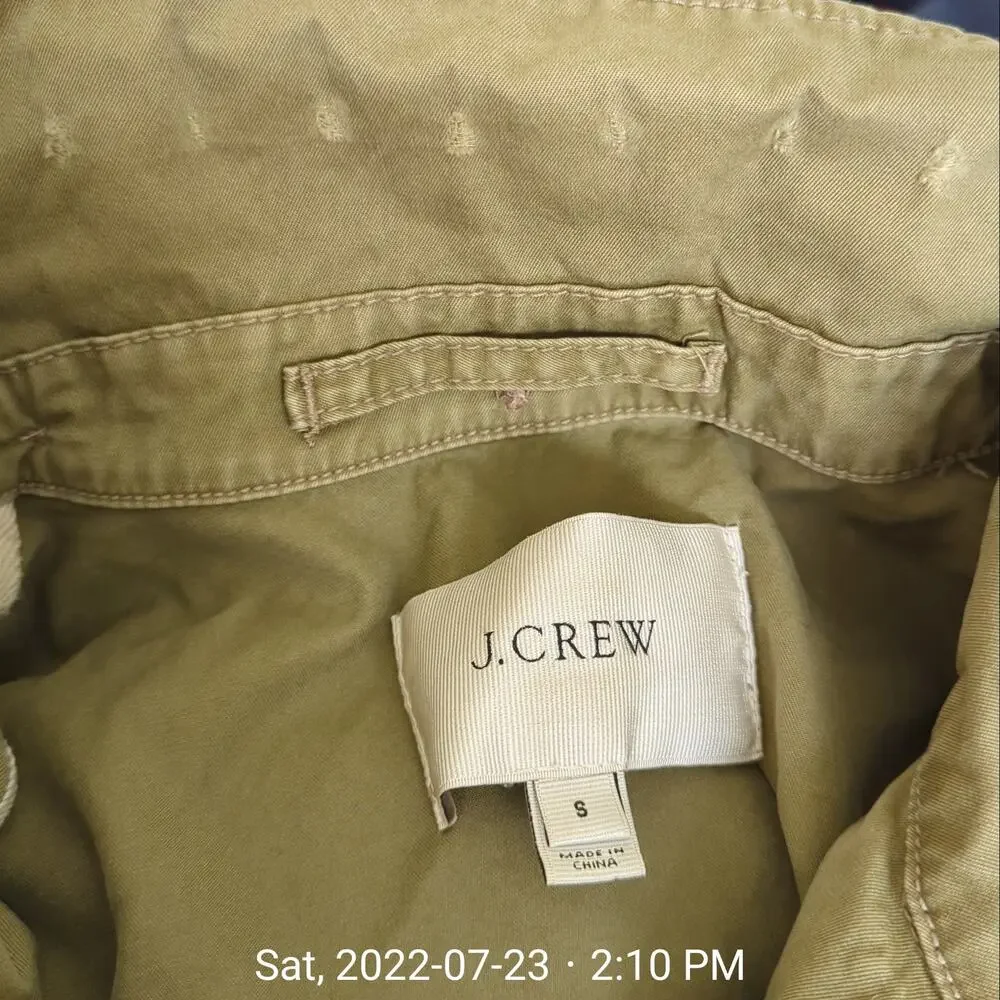 J. Crew Women's Boyfriend Fatigue Military Parka Jacket Size Small Utility Green